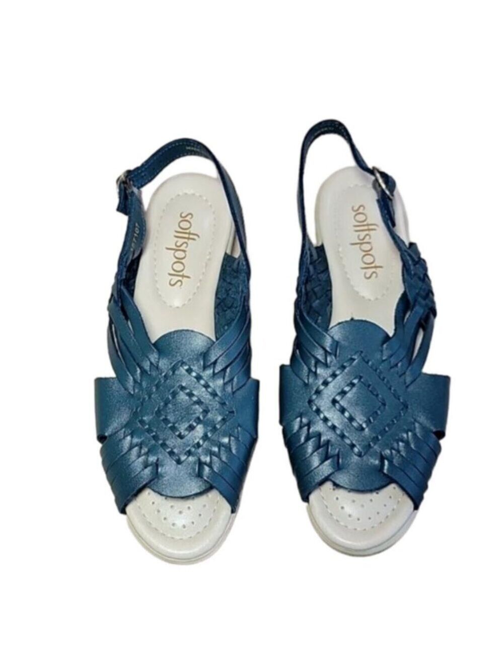 Navy Blue Leather Softspots Sandals Size 7M EUC